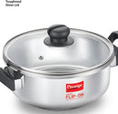 Prestige Svachh FLIP-ON Mini SS Pressure Cooker 18 cm-2 L with Glass Lid | MPF20164