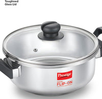 Prestige Svachh FLIP-ON Mini SS Pressure Cooker 18 cm-2 L with Glass Lid | MPF20164
