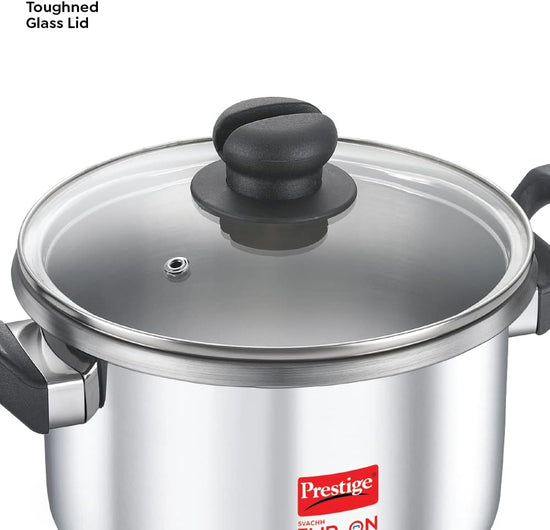 Prestige Svachh FLIP-ON SS Pressure Cooker 22 cm-5 L with Glass Lid | MPF20157