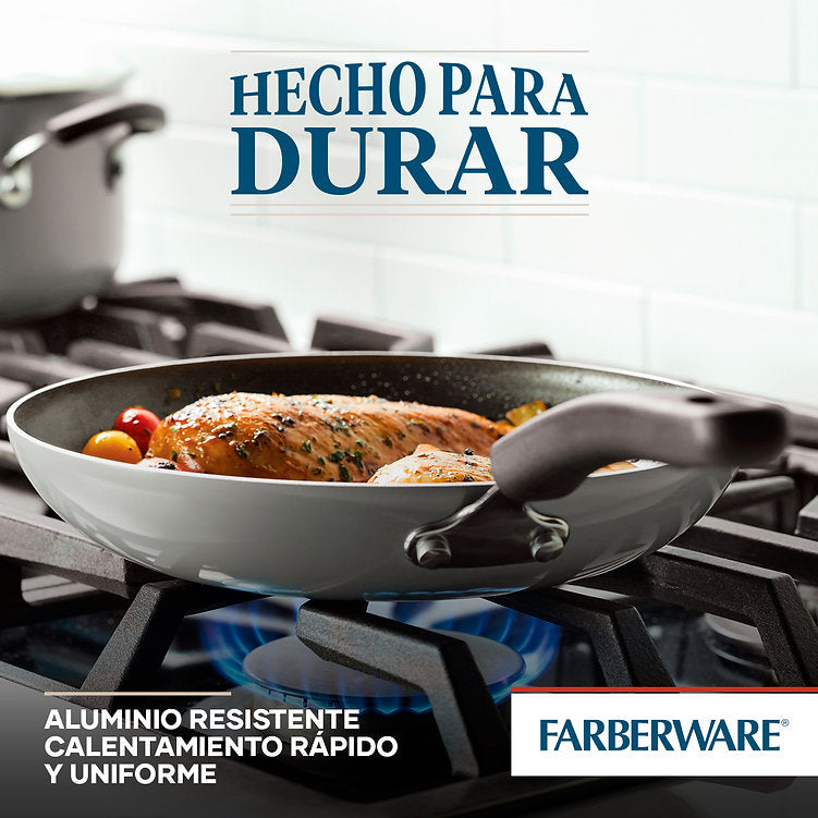 Farberware Cookstart Diamond Max Nonstick Cookware Pots and Pans Set | Nonstick Cookware Sets 15 Piece - Silver