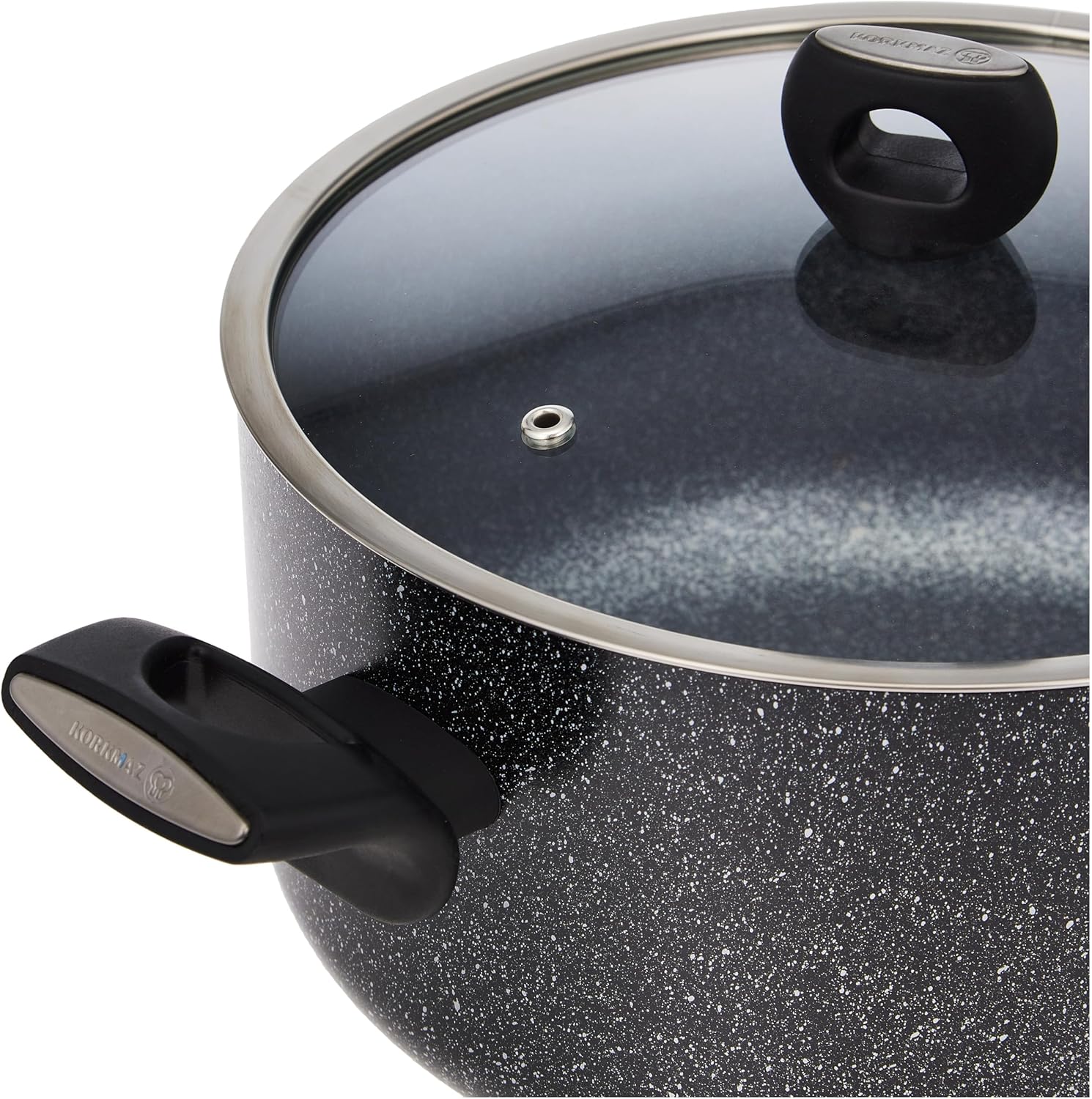 Korkmaz Cortina Plus 11 Pieces Forged Aluminum Cookware Set | Granite Coated Cookware Sets | Induction Compatible Cookware Pots and Pans Set | Black - KA2684