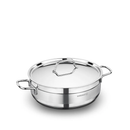 Korkmaz Alfa Casserole with Lid 24x8cm / 3.5L | Stainless Steel Induction Compatible Tri-Ply Bottom Pot | Silver - KA1022