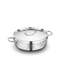 Korkmaz Alfa Casserole with Lid 24x8cm / 3.5L | Stainless Steel Induction Compatible Tri-Ply Bottom Pot | Silver - KA1022