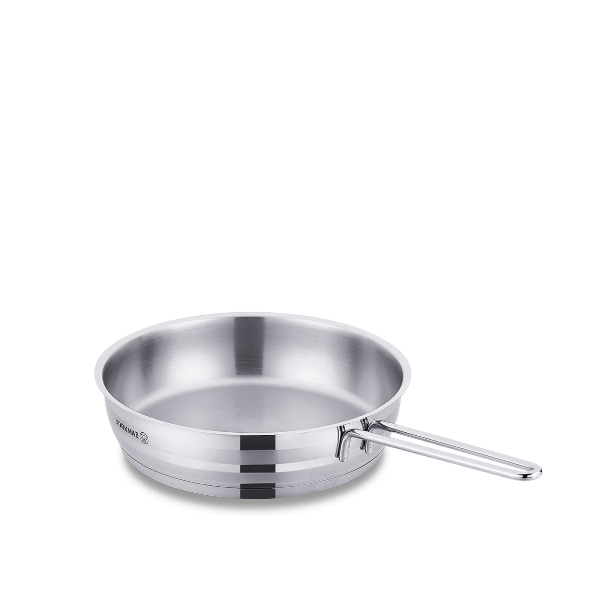 Korkmaz Stainless Steel Frypan 20x5 cm / 1.5 L | Non-Stick Tri-Ply Bottom Frying Pan | Induction Compatible Cookware | Beige & Silver - KA1893