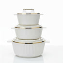 Asian Fancy Insulated Casserole Dlx Set3 (1500 + 2500 +3500 Ml) - White | AFSET1-2123W