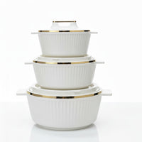 Asian Fancy Insulated Casserole  Dlx Set3 (2500 + 3500 +5000 Ml) - White | AFSET2-2186W