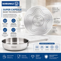 Korkmaz Alfa Stainless Steel Frypan 24x6 CM (2.7L) | KA1021