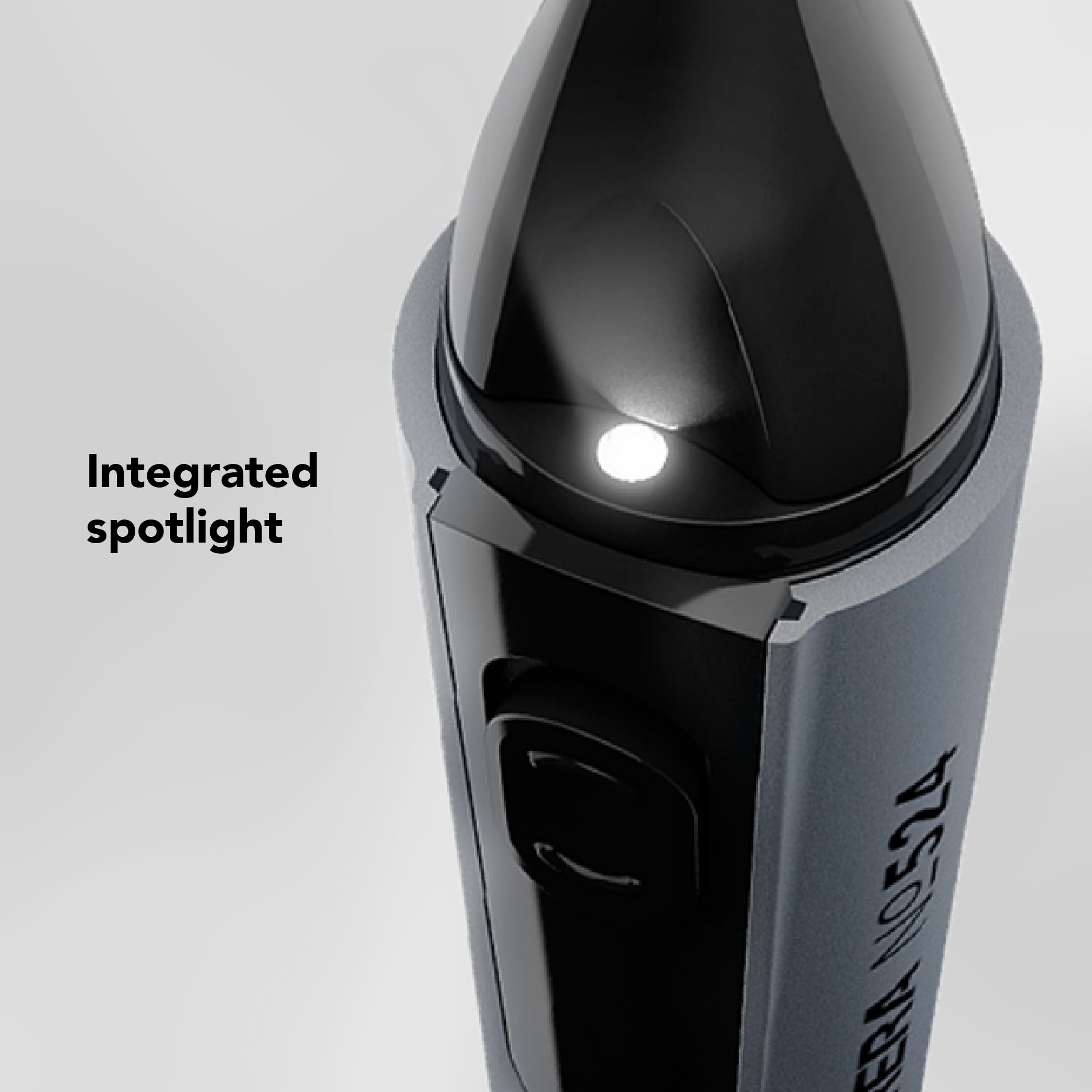 CARRERA 524 Hair Trimmer for Men & Women Integrated Spotlight for Precision Trimming Portable & Cordless Ideal for Small Facial Hair, Nose, Ears, Eyebrows, Sideburns etc Cutting length 0.4 mm, Silver