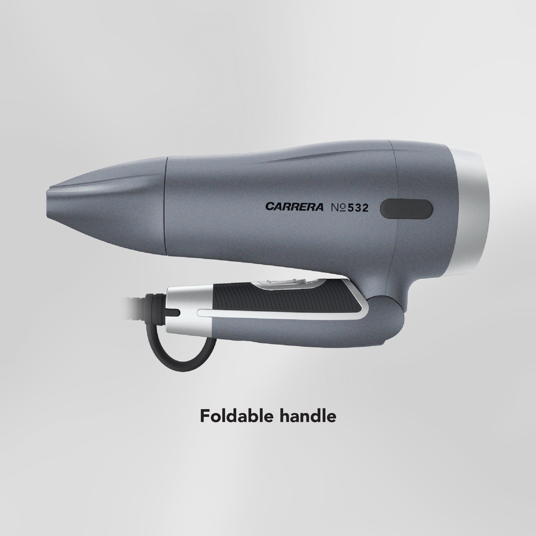 CARRERA 532 Professional Hair Dryers for Men & Women | Hairdryers - Styling Nozzle-Diffuser, Blow Dry, Hot-Cold Air, DC 1600 Watts-Grey