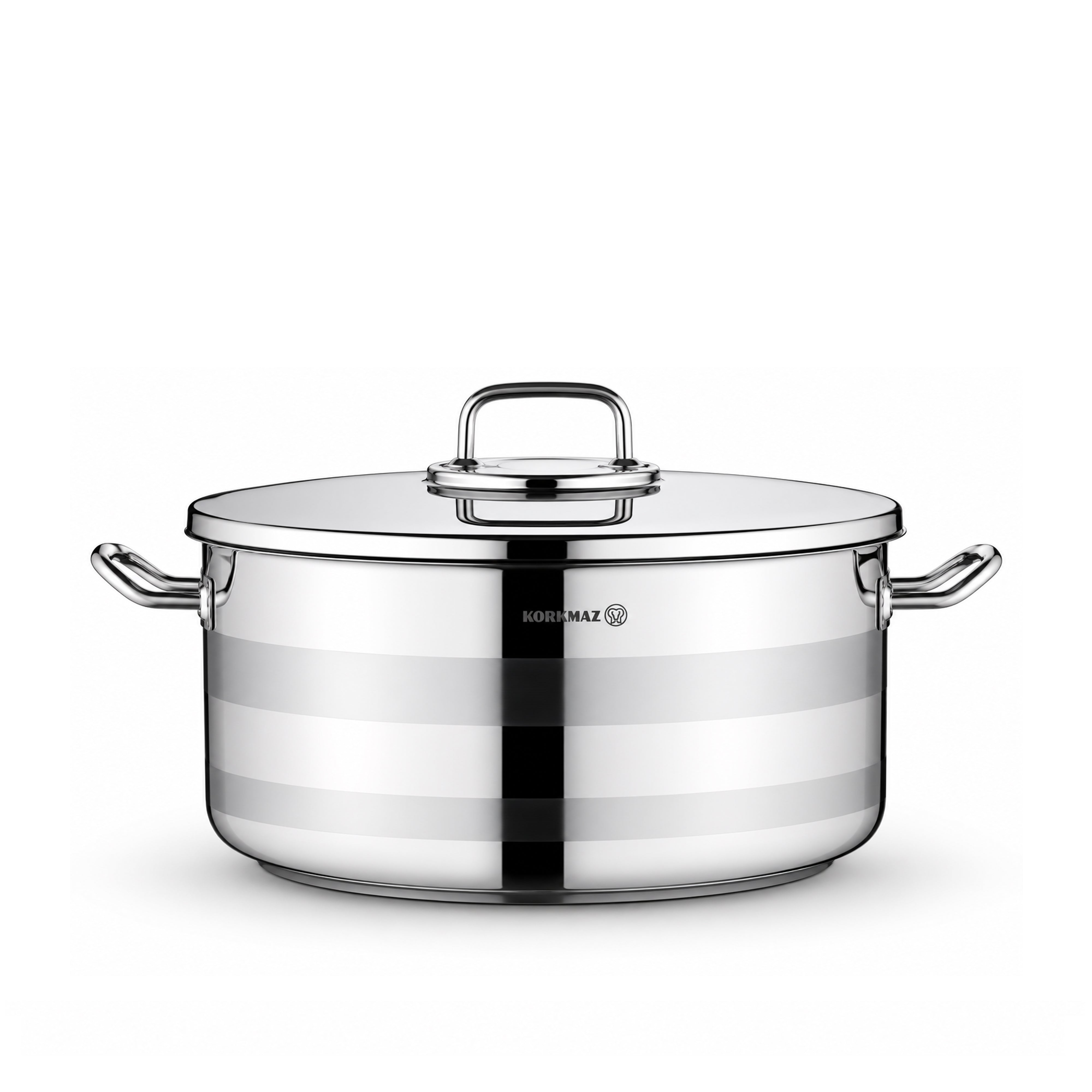 Korkmaz Astra2 Short Casserole 30x11 cm | Induction Compatible Tri-Ply Bottom Pot for Cooking | Turkish Stainless Steel Cookware - KA2037