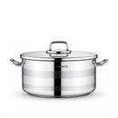 Korkmaz Astra2 Low Casserole 28x10 cm / 25 L | Induction Compatible Tri-Ply Bottom Pot for Cooking | Turkish Stainless Steel Cookware - KA2040