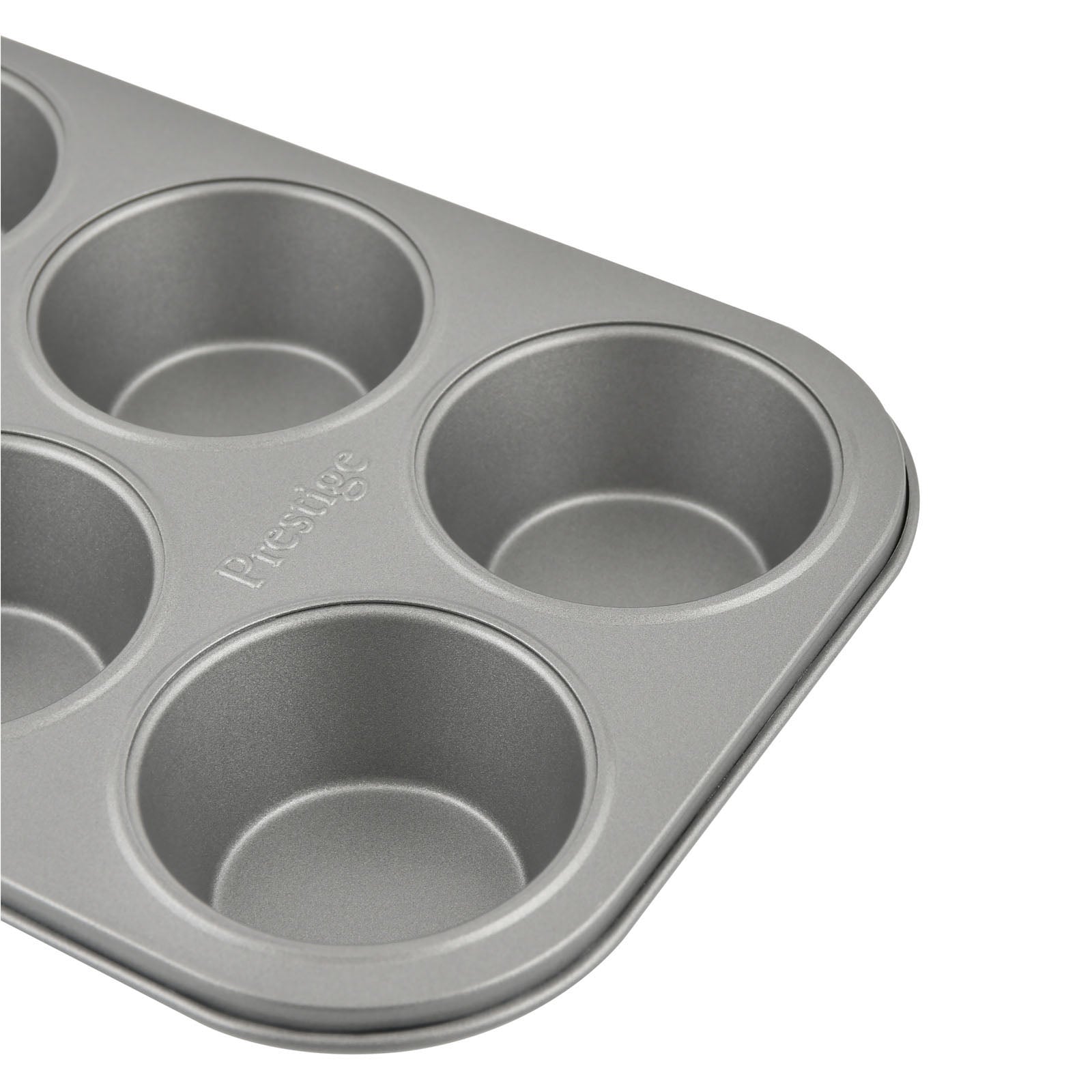 Prestige Non-Stick Carbon Steel 6 Pcs Cup Muffin Pan | Cupcake Baking Pan | Grey - PR28611