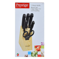 Prestige 7-Piece Knife Block Set | Stainless Steel Kitchen Knives with Scissors & Wooden Block | PR50919