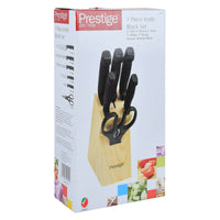 Prestige 7-Piece Knife Block Set | Stainless Steel Kitchen Knives with Scissors & Wooden Block | PR50919