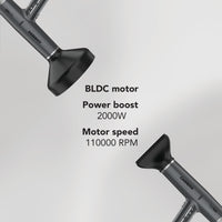 CARRERA BLDC Hair Dryer No 633-110,000 RPM Brushless Motor, 2000W Power Boost, Magnetic Styling Nozzle & Diffuser, Auto-Clean Function, Lightweight Design