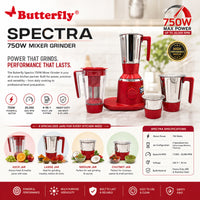 Butterfly Spectra Mixer Grinder - 750 W - 4 Jars