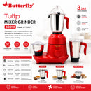 Butterfly Tulip Mixer Grinder - 600W -3 Jars- Red