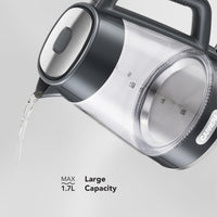 CARRERA Glass Kettle CRR649– 2200W Electric Kettle with 1.7L Heat-Resistant Glass Jug, STRIX Controller & Boil-Dry Protection