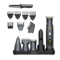 CARRERA CRR625 All-in-1 Trimmer for Men | Cordless Beard, Hair & Body Grooming Kit, Stainless Steel Blades, IPX6 Waterproof, USB Rechargeable, LED Display, 5-Min Boost, Multi Attachments, Gift for Men