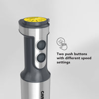 CARRERA 1000W Stick Blender, 4-in-1 Hand Blender & Grinder – Stainless Steel, Full Copper DC Motor, Turbo, LED Display, For Soups, Smoothies, Chutneys, Baby Food – CRR453, 2-Year Warranty