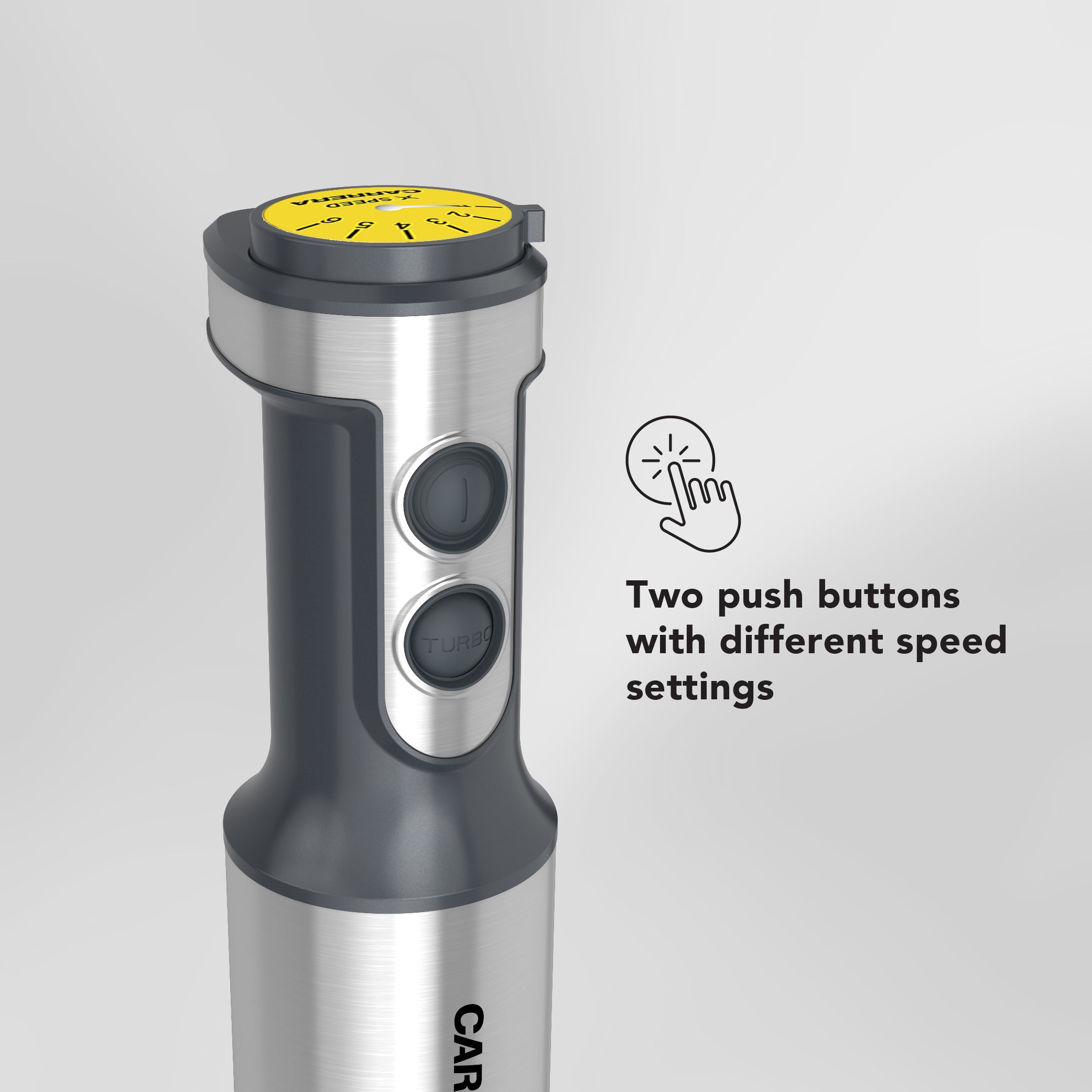 CARRERA 1000W Stick Blender, 4-in-1 Hand Blender & Grinder – Stainless Steel, Full Copper DC Motor, Turbo, LED Display, For Soups, Smoothies, Chutneys, Baby Food – CRR453, 2-Year Warranty
