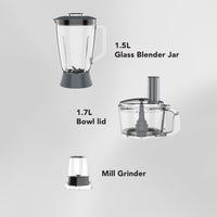 CARRERA Digital Food Processor № 568 – 1000W High-Performance Food Processor with Digital Knob, LED Display & Multi-Function Accessories