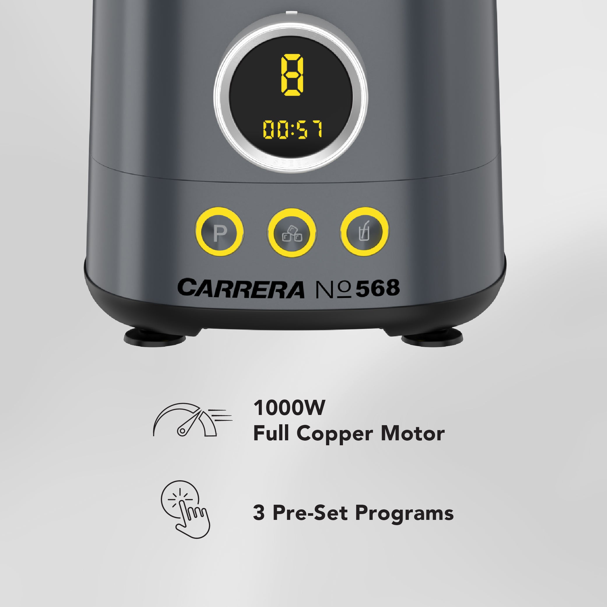 CARRERA Digital Food Processor № 568 – 1000W High-Performance Food Processor with Digital Knob, LED Display & Multi-Function Accessories