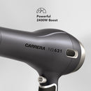 CARRERA AC Hair Dryer № 631, 2400 Watts Profesional, Ultra slim styling nozzle, Diffuser, Hot and Cold Air, 2 Speed 3 Temperature Settings with Cool Shot For both Men and Women