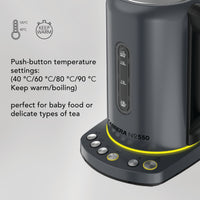 CARRERA Electric Kettle № 550 – 2000-2400W Stainless Steel Kettle with Adjustable Temperature, Keep Warm Function & LED Display