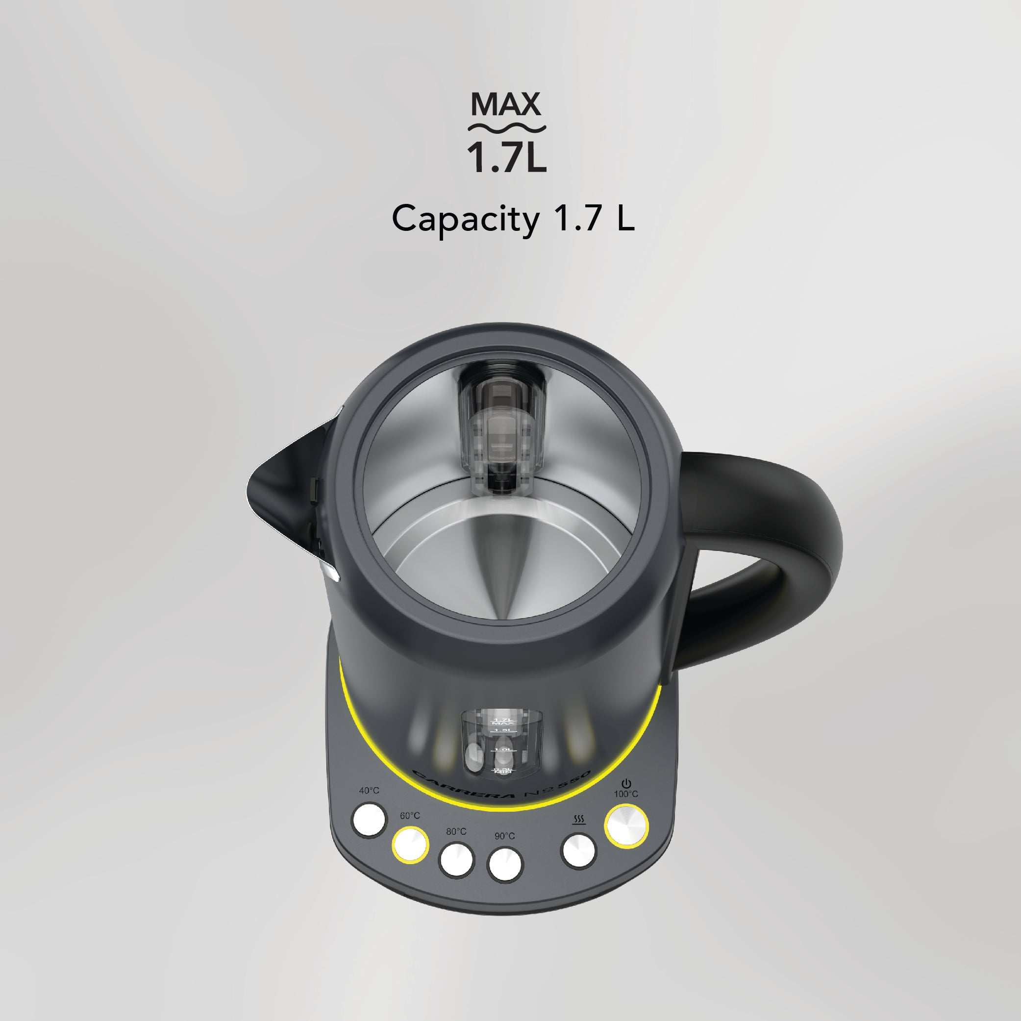 CARRERA Electric Kettle № 550 – 2000-2400W Stainless Steel Kettle with Adjustable Temperature, Keep Warm Function & LED Display