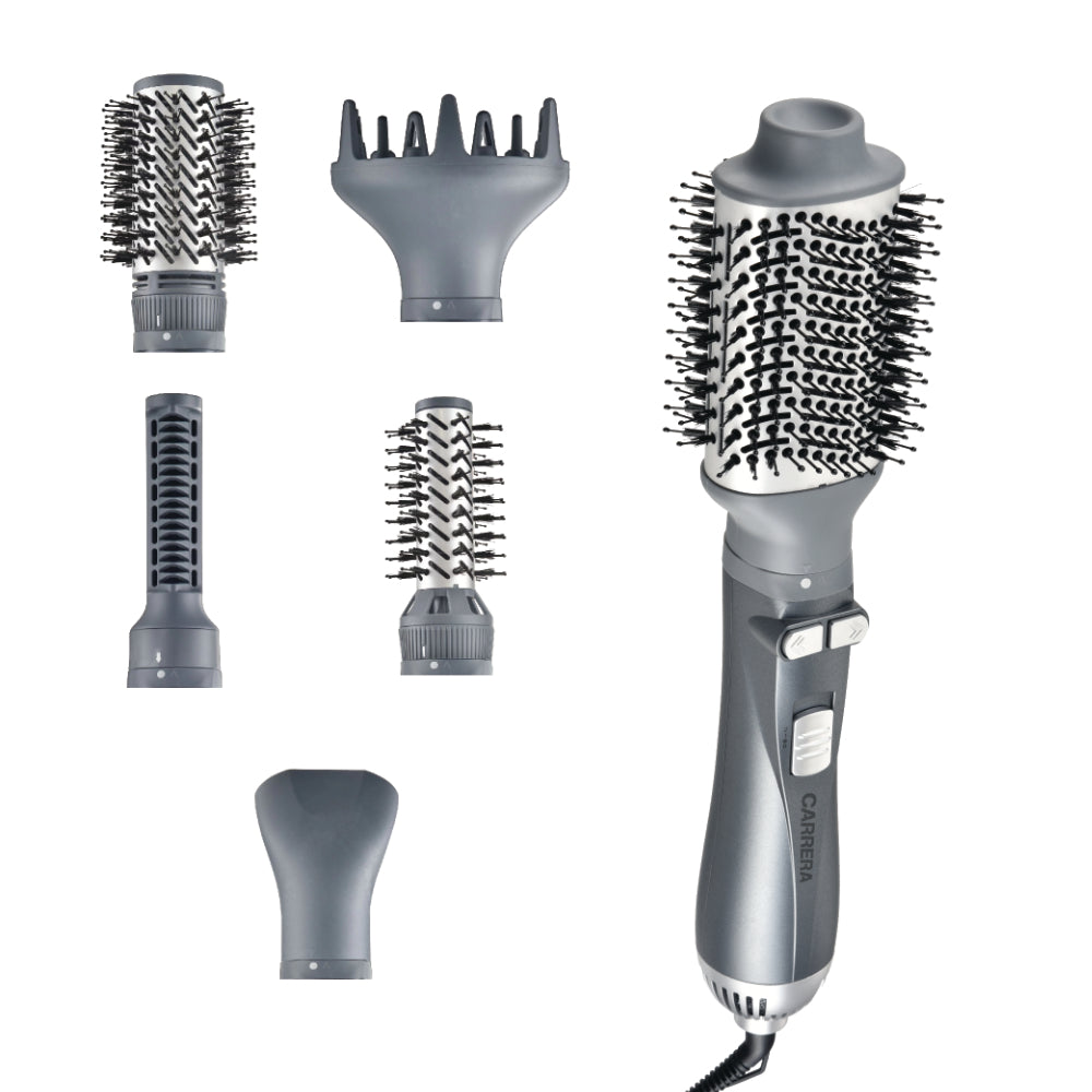 CARRERA OMNI Styler 1200W Hot Air Brush – One Step Hair Dryer & Volumizer with Rotating Ceramic Brush, 6 Attachments, Frizz Control, 3 Heat Settings, Cool Shot, Blow Dry & Style, CRR528, 2 Yr Warranty