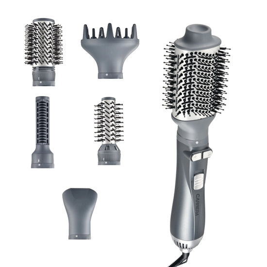 CARRERA OMNI Styler 1200W Hot Air Brush – One Step Hair Dryer & Volumizer with Rotating Ceramic Brush, 6 Attachments, Frizz Control, 3 Heat Settings, Cool Shot, Blow Dry & Style, CRR528, 2 Yr Warranty
