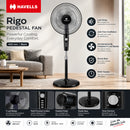 Havells Rigo Pedestal Stand Fan Black 400Mm | 3 Speed Levels & Adjustable Height | 5AS Blade with 1 Hours Timer