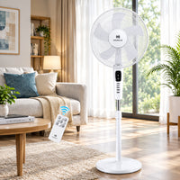 Havells Rigo Pedestal Stand Fan with Remote White 400Mm | 3 Speed Levels & Adjustable Height | 5AS Blade with 1 Hours Timer