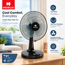 Havells Rigo Table Fan White 400Mm | 3 Speed Settings with Wide Oscillation with Stable Base |  Ideal for Desk Fan, Home or Office Use