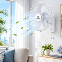 Havells Oro Wall Fan White 400Mm | 3 Speed Levels Wall Mounted Cooling Fan with 2 Pull String Cords | Perfect for Home, Work Room or Office Use