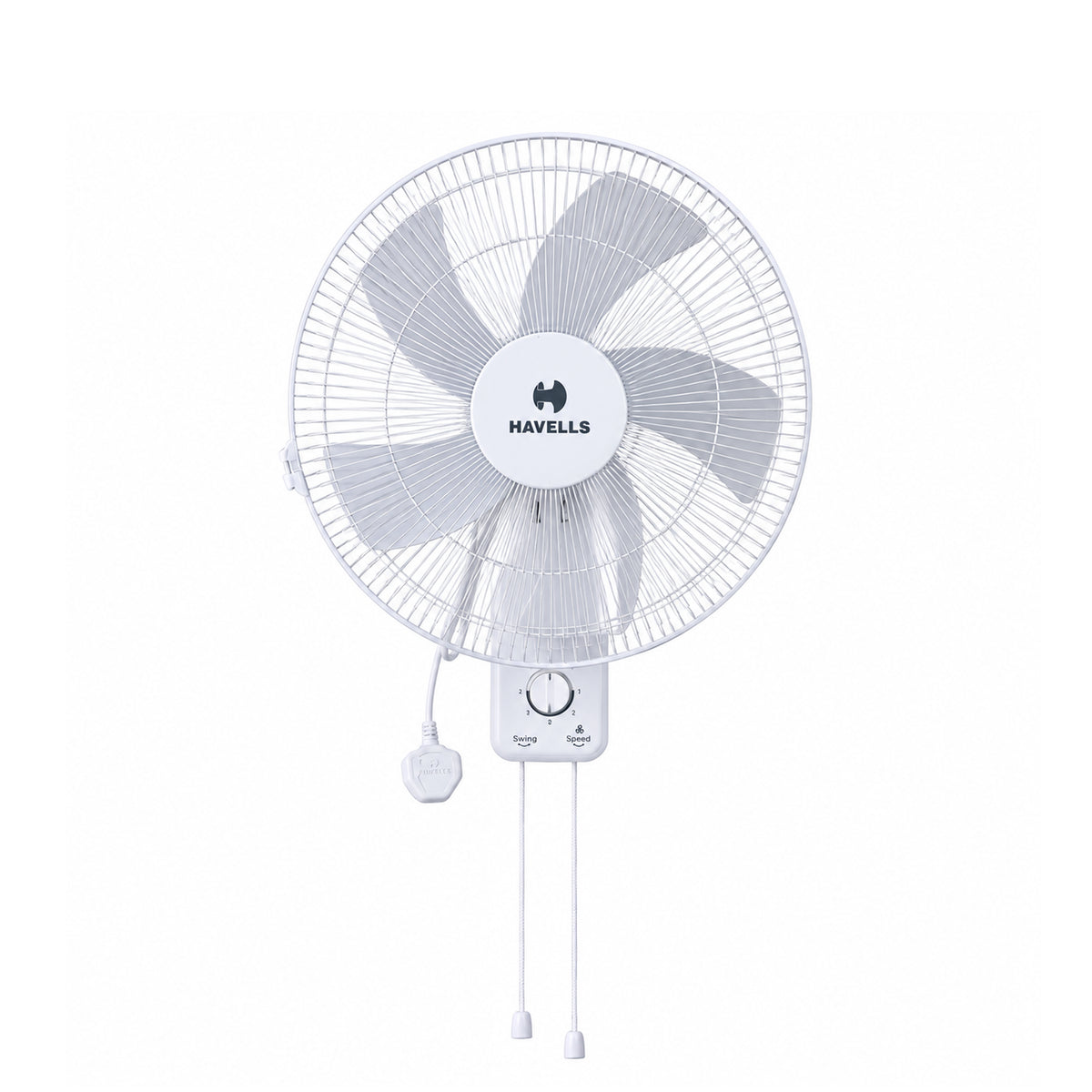 Havells Oro Wall Fan White 400Mm | 3 Speed Levels Wall Mounted Cooling Fan with 2 Pull String Cords | Perfect for Home, Work Room or Office Use