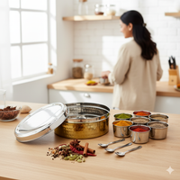 Winsor Spice Box with Hammered and Gold Finish 11 Pcs Set | WR80833