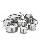 Korkmaz Alfa Grande 14 Pieces Stainless Steel Cookware Set | Stainless Steel Induction Compatible Tri-Ply Bottom Pots and Pans Set | Silver - KA1089