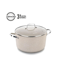 Korkmaz Granita Forged Aluminium Casserole 20x10.5cm / 3.0L | Granite Coating Induction Base Cooking Pot | Aluminum Soup Pot With Glass Lid - KA1260
