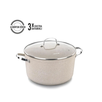 Korkmaz Granita Forged Aluminium Casserole 20x10.5cm / 3.0L | Granite Coating Induction Base Cooking Pot | Aluminum Soup Pot With Glass Lid - KA1260