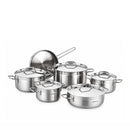 Korkmaz Alfa Plus 11 Pieces Stainless Steel Cookware Set | Induction Compatible Tri-Ply Bottom Pots and Pans Set | Silver - KA1610
