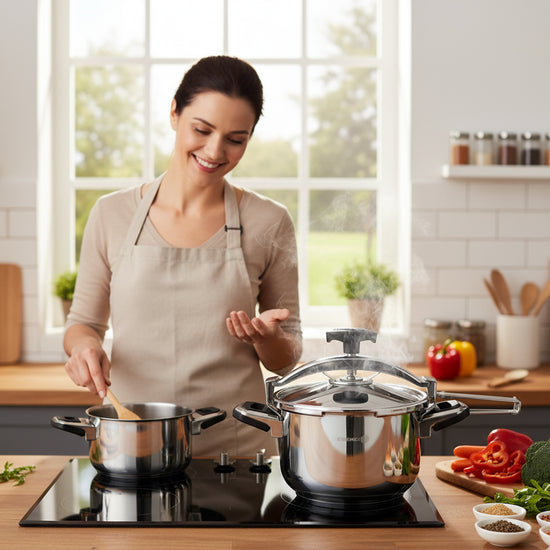 Korkmaz  Stainless Steel Pressure Cooker 16L | Aluminium Capsul Base Turkish Pressure Cooker with Heavy Lid | KA773-02