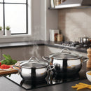 Korkmaz Tombik 9 Pieces Stainless Steel Cookware Set | Induction Compatible Tri-Ply Bottom Pots and Pans Set | Silver - KA1800