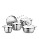 Korkmaz Astra 9 Pcs Stainless Steel Cookware Set | Induction Compatible Tri-Ply Bottom Pots and Pans Set | Silver - KA1900