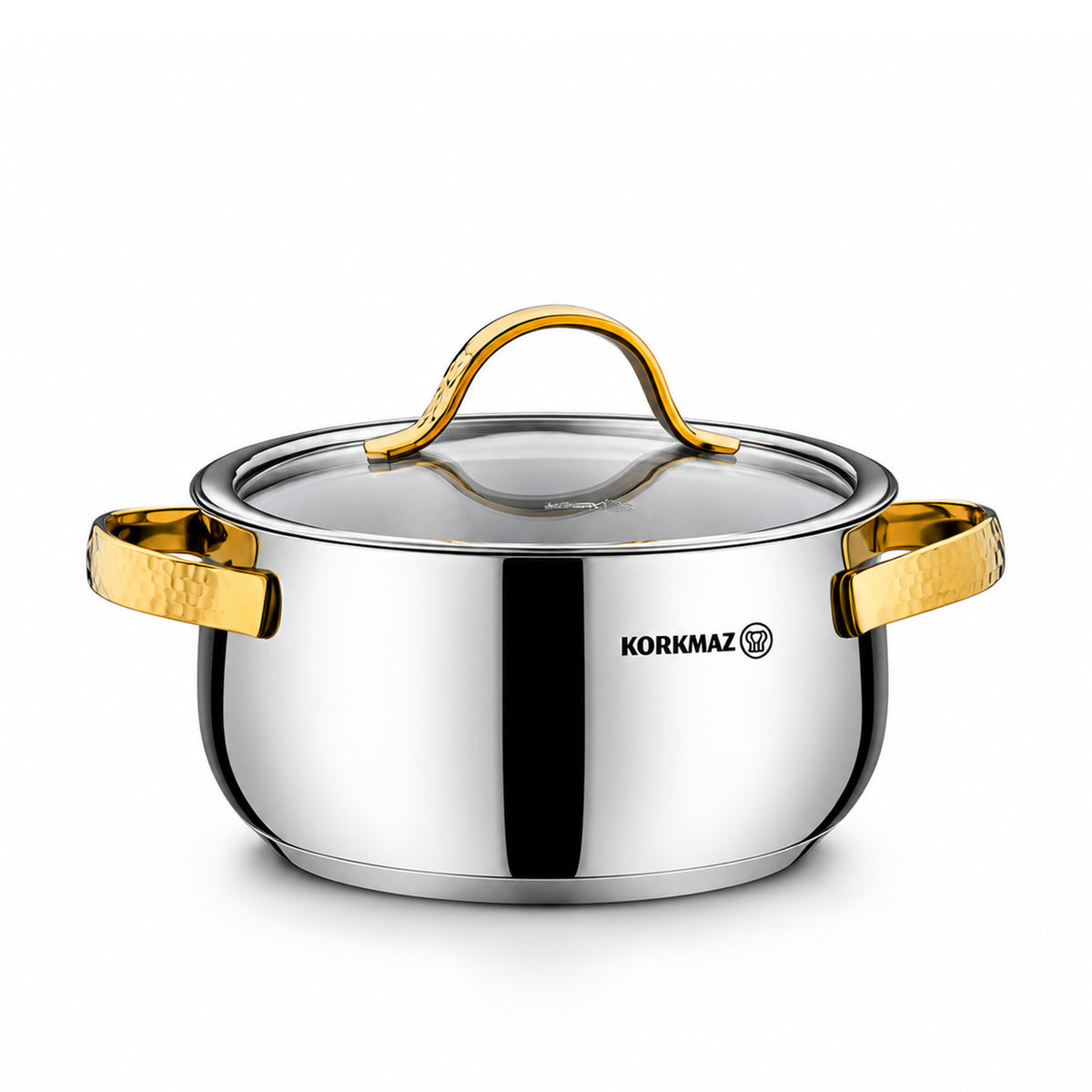 Korkmaz Samara Gold 8-Piece Stainless Steel Cookware Set | Induction Compatible Cookware | KA1964-1