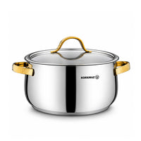 Korkmaz Samara Gold 8-Piece Stainless Steel Cookware Set | Induction Compatible Cookware | KA1964-1