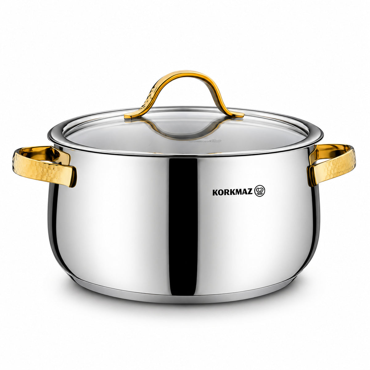 Korkmaz Samara Gold 8-Piece Stainless Steel Cookware Set | Induction Compatible Cookware | KA1964-1