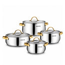 Korkmaz Samara Gold 8-Piece Stainless Steel Cookware Set | Induction Compatible Cookware | KA1964-1