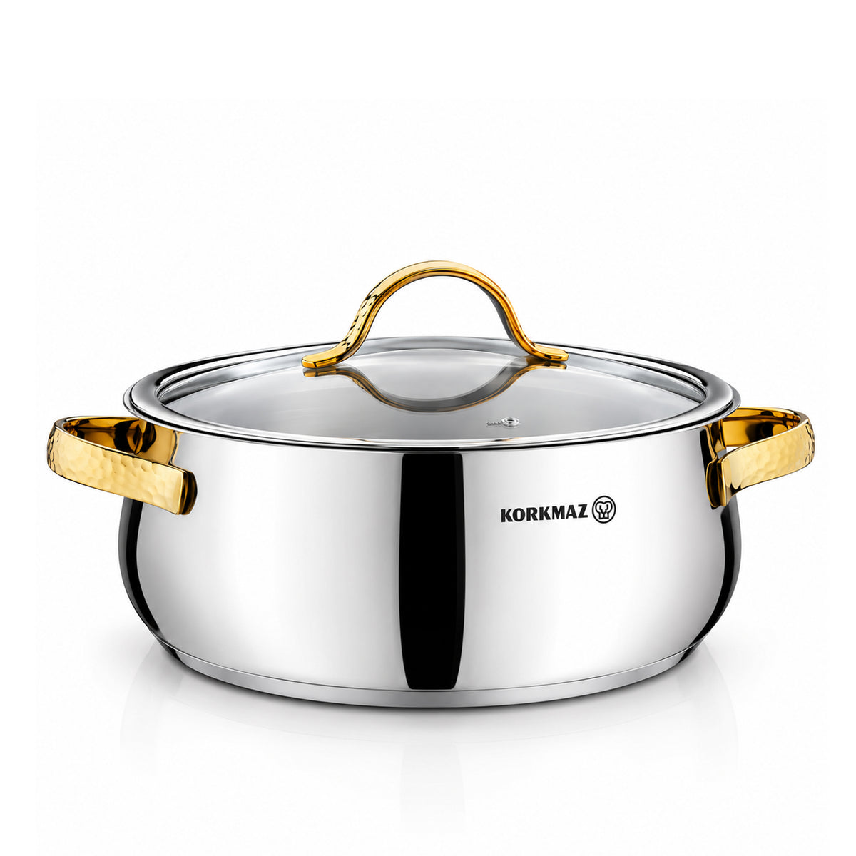 Korkmaz Samara Gold 8-Piece Stainless Steel Cookware Set | Induction Compatible Cookware | KA1964-1